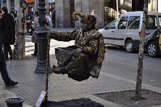 La Rambla menneskelig statue