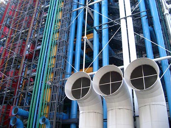 Pompidou Center, rør udvendigt, Paris